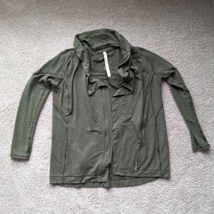 Lululemon Size 10 Cowl neck Zipper Moto Jacket in Heathered Olive Green